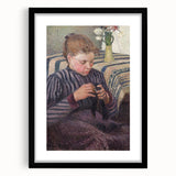 Extra large abstract art print of colorful, textured scenery by Camille Pissarro on a black framed canvas.