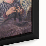 Extra large black wall art featuring a textured, colorful impressionist style painting by Camille Pissarro, framed on canvas.
