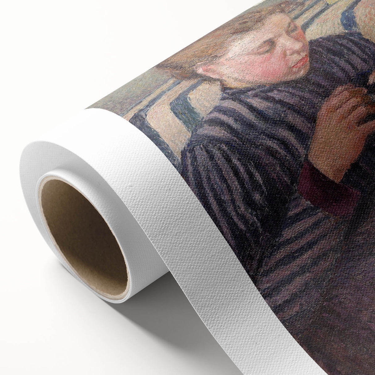 Art deco poster featuring a serene landscape with soft pastel colors on rolled canvas, suitable for nursery wall art.