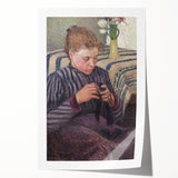 Camille Pissarro-inspired floral scene on rolled print, featuring soft pastel colors, ideal for art wall dining room.