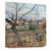 Acrylic print of Camille Pissarro's impressionist painting in soft earth tones, ideal for bedroom or dining room art.