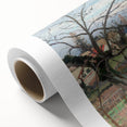 Art deco poster of a serene landscape in soft pastel shades on rolled canvas, ideal for nursery wall art.