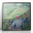 Large abstract wall art by Camille Pissarro in black frame, featuring mid-century modernist style with vibrant color palette.