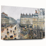 Side view of a Camille Pissarro-inspired large abstract wall art on acrylic glass, featuring soft pastel hues.