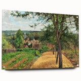 Acrylic print of Camille Pissarro's impressionist artwork with muted earth tones, ideal for bedroom or dining room decor.