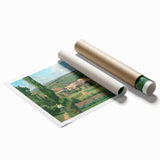 Extra large rolled print of Camille Pissarro's floral art in muted greens and blues.