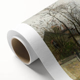 Art deco poster featuring a serene landscape with soft pastel colors on rolled canvas, ideal for nursery wall art.