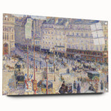 Acrylic glass print of Camille Pissarro’s impressionist painting, featuring soft pastel tones.
