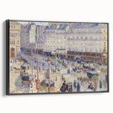 Black and white vintage poster art of a landscape painting on framed canvas, ideal for bedroom decor.