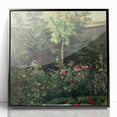 Large abstract wall art by Camille Pissarro in black frame, featuring mid-century modernist style.