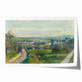 Rolled print of Camille Pissarro's floral painting in soft green and pink tones.