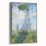 Landscape art painting by Claude Monet featuring a colorful garden scene on a framed canvas, ideal for living room decor.
