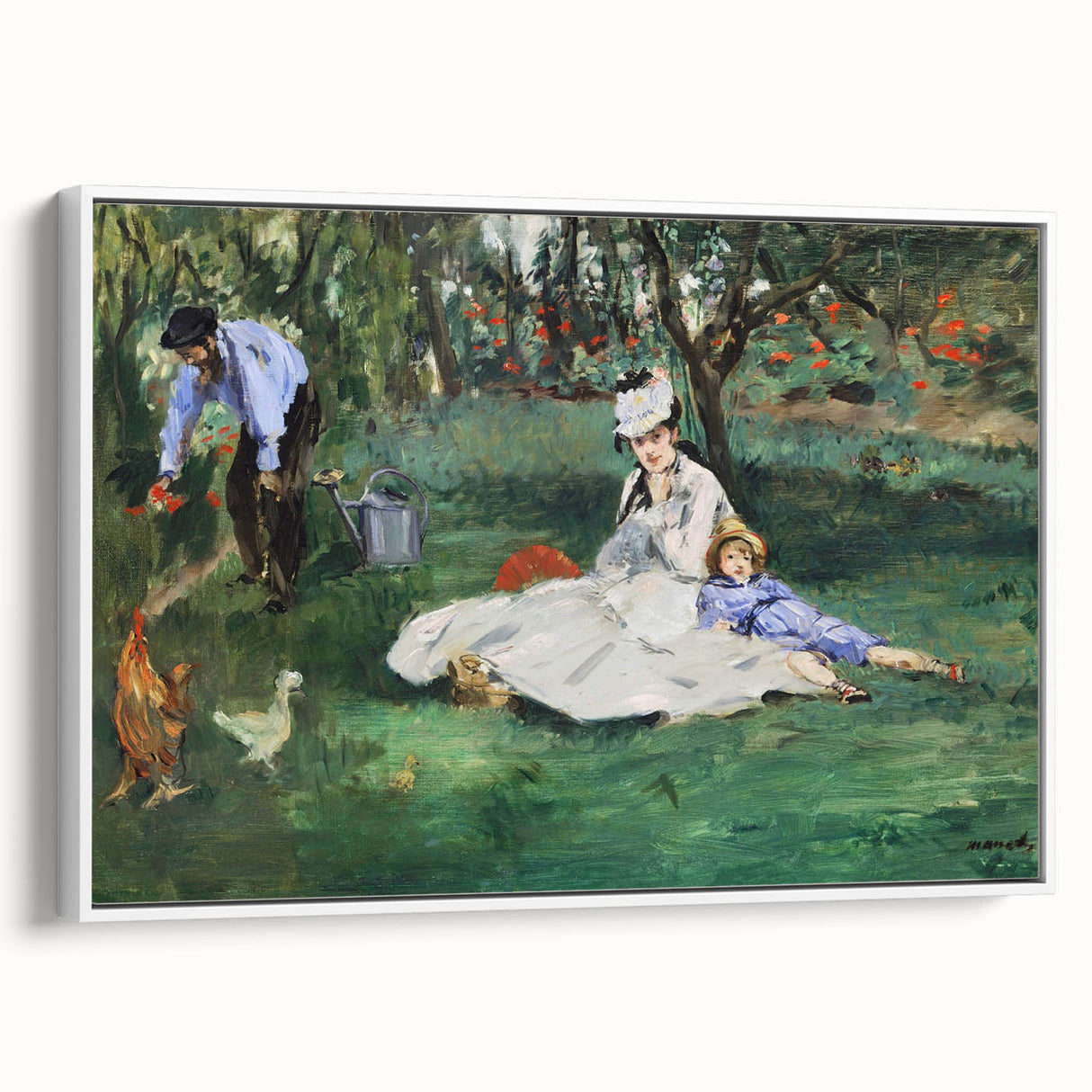 Vintage poster art of Claude Monet's impressionist painting on extra large framed canvas.