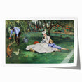 Extra large rolled print of Claude Monet's floral paintings in muted greens and blues.