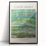 Large abstract wall art featuring a Monet-inspired landscape in muted green and blue tones, framed in black acrylic.