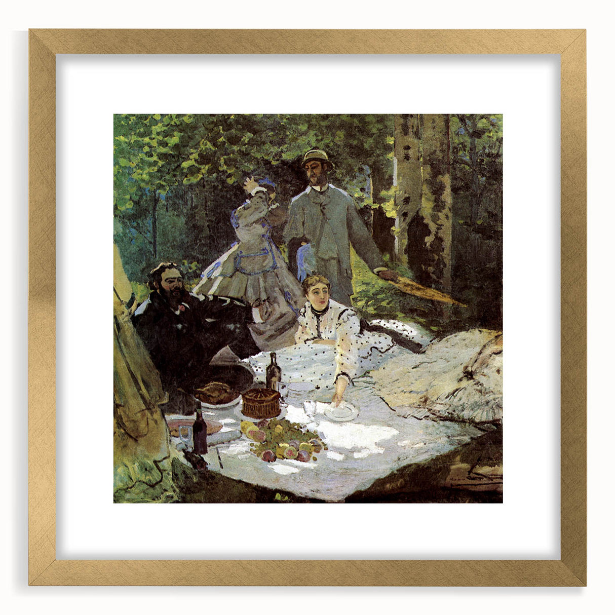 Extra large abstract art print of a Claude Monet painting, featuring textured brush strokes in soft pastel colors.