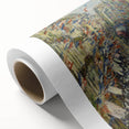 Art Deco poster of Claude Monet's garden in pastel shades on rolled canvas, ideal for nursery wall art.
