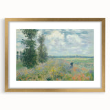 Extra large framed Monet-inspired abstract art print in textured strokes of blue and green, ideal for living room decor.