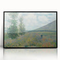 Large abstract wall art by Claude Monet featuring soft blue and green hues.