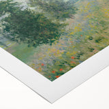 Art deco poster of Claude Monet's painting, soft pastel tones on rolled canvas, suitable for dining room wall.