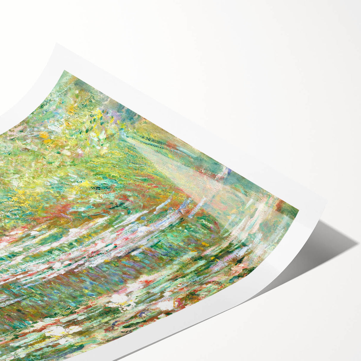 Extra large wall art featuring line art flowers in muted pastel shades on a rolled canvas.