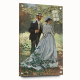 Acrylic print of Claude Monet's water lilies in soft blues and greens, ideal for dining room decor.