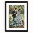 Extra large abstract art print featuring a colorful, textured depiction of a garden, in a black frame.