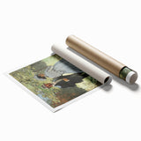 Extra large rolled print featuring Claude Monet's floral art in soft pastel shades.