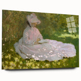 Acrylic print of Claude Monet's impressionist painting in muted watercolor tones, suitable for bedroom or dining room decor.