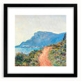 Extra large abstract art print of a colorful, textured landscape, framed in black, ideal for living room decor.