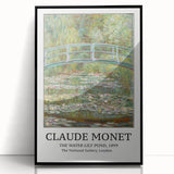 Framed acrylic print of a large abstract wall art by Claude Monet, featuring muted blues and greens.