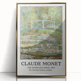 Large art print of a Claude Monet painting in a gold frame, featuring soft pastel colors.