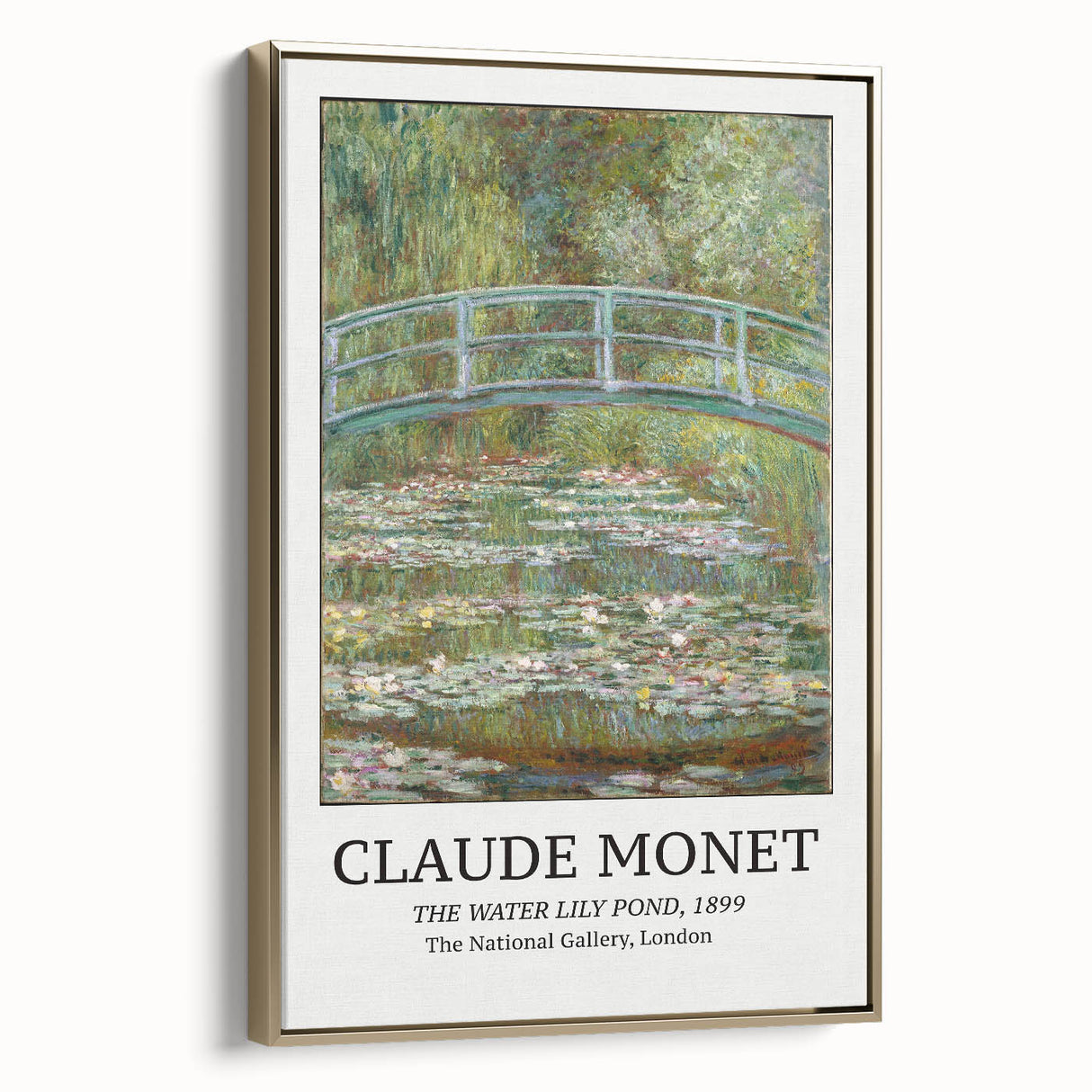 Vintage-style framed canvas of a Claude Monet landscape painting with muted earth tones, ideal for bedroom wall art.