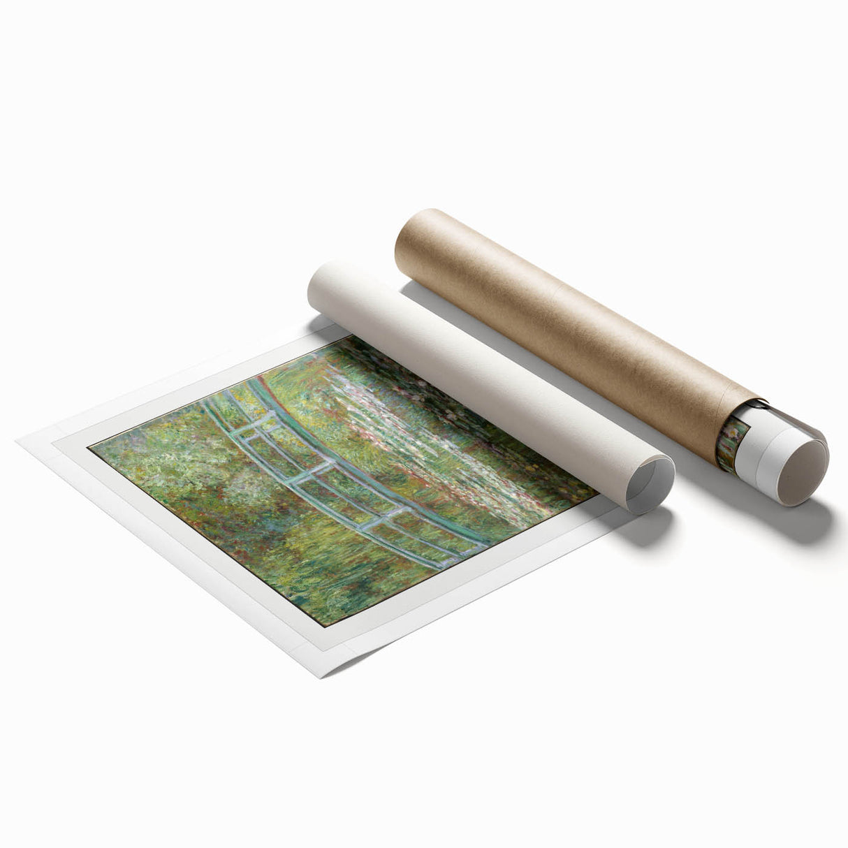 Extra large rolled print of Claude Monet's floral art featuring soft pastel hues, ideal for classy bathroom wall art.