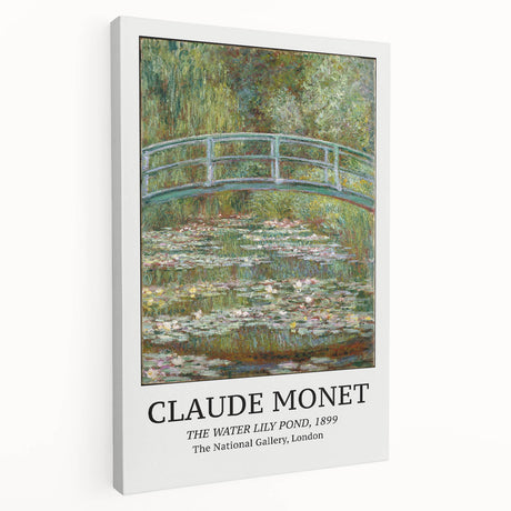 Side view of a Claude Monet inspired stretched canvas featuring soft pastel shades, perfect for kitchen wall art.