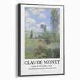 Framed canvas featuring a black and white landscape painting in vintage poster art style, ideal for bedroom decor.