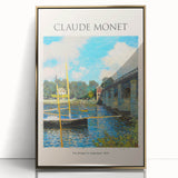 Large art print of a Claude Monet painting in a gold frame, featuring soft pastel colors, ideal for nursery wall art.