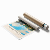 Claude Monet-inspired floral art on rolled print featuring soft pastel shades, ideal for classy bathroom wall art.