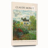 Large abstract wall art print of Claude Monet's water lilies in muted blues and greens on acrylic glass.