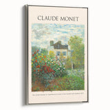 Framed canvas of Claude Monet's landscape painting in vibrant colors, ideal for adding a vintage touch to any room.