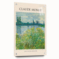 Side view of a Claude Monet-inspired acrylic glass wall art with pins, featuring soft pastel shades.