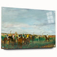 Side view of an Edgar Degas inspired acrylic glass wall art depicting dancers, in muted pastel shades.