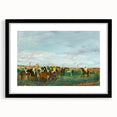 Extra large abstract art print featuring colorful, textured brush strokes on a black framed canvas.