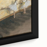 Close-up of a textured Edgar Degas-inspired black wall art on framed canvas featuring colorful, impressionistic dancers.