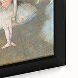 Close-up of a textured Edgar Degas-inspired black wall art with colorful accents on framed canvas.