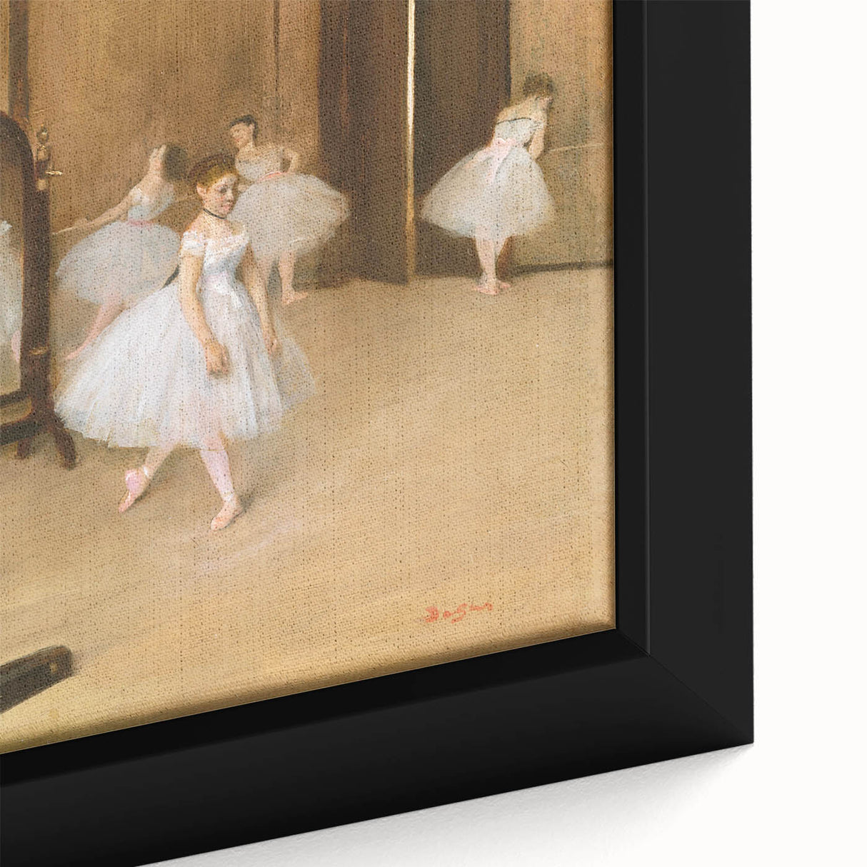 Extra large framed canvas featuring a textured, colorful depiction of dancers, with a primarily black background.