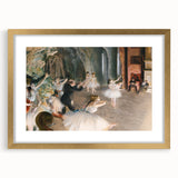 Extra large abstract art print featuring textured brush strokes in muted earth tones, framed in gold.