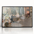 Large abstract wall art depicting a mid-century modernist style, featuring muted earthy tones on a framed acrylic.