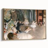 Vintage poster art featuring a landscape painting by Edgar Degas in a black frame, ideal for bedroom wall decor.
