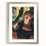 Textured abstract art print of Edgar Degas' dancers in muted pastels, framed in silver, ideal for bedroom decor.
